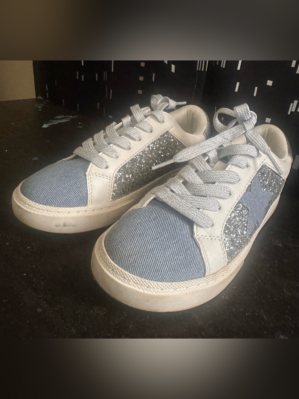 art class Light Blue & Silver Glitter Kids Sneakers